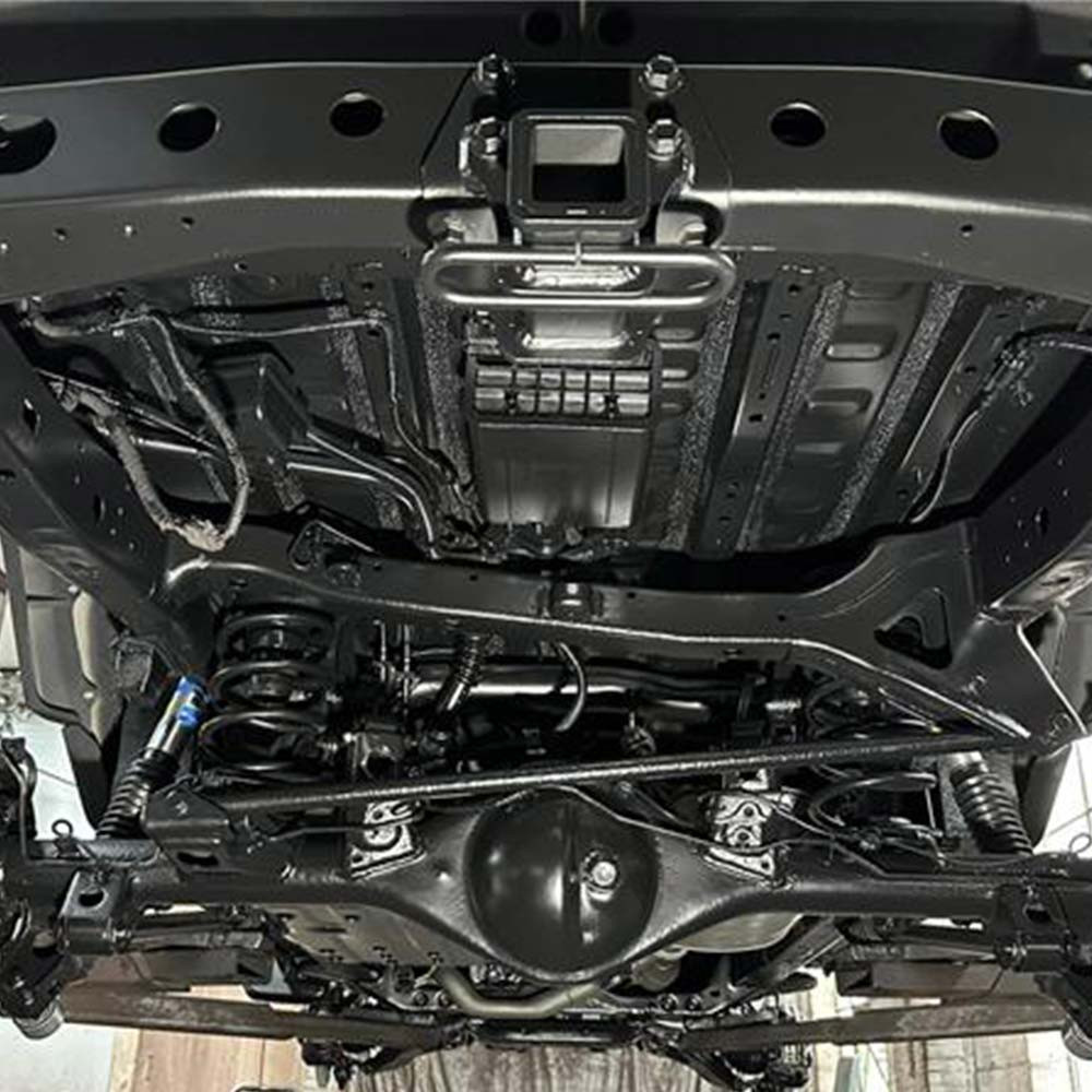 Fully protected vehicle undercarriage after rust prevention treatment